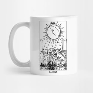 "La Luna" The Moon Tarot Card Black and White Mug